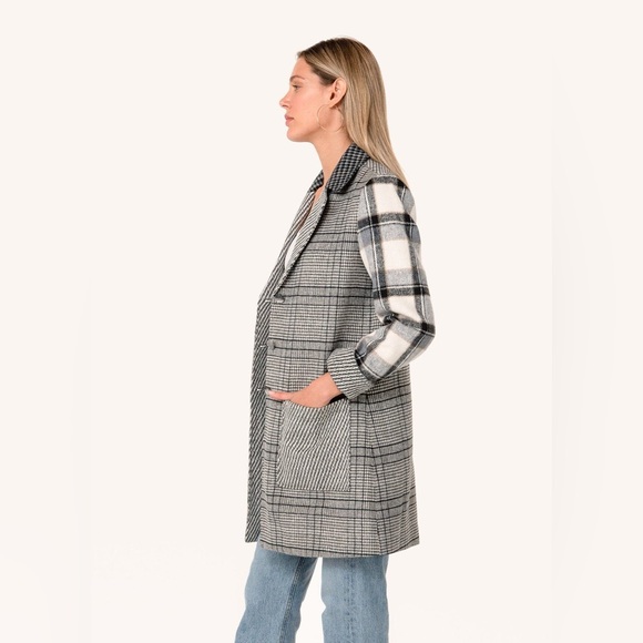 Lovestitch Darby Patchwork Plaid Coat Size Small - Picture 2 of 7